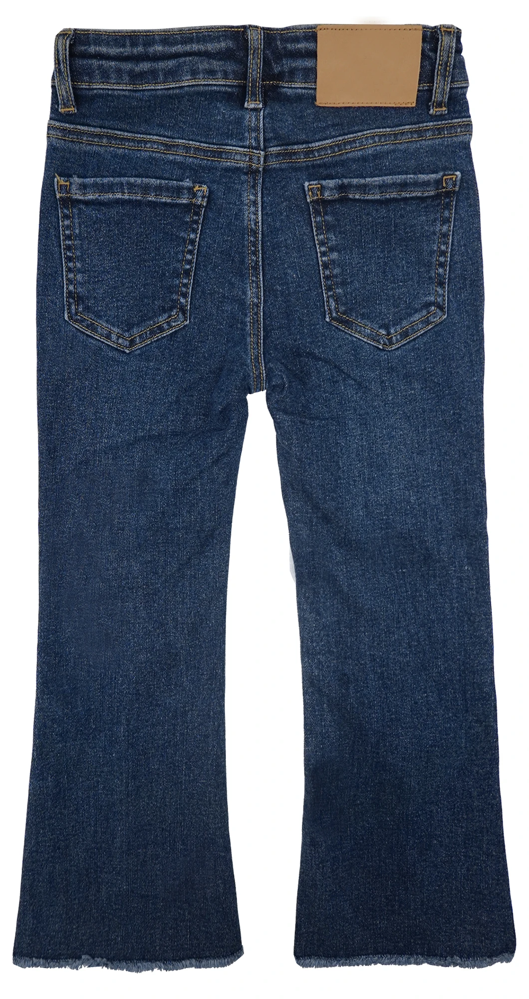 

KIDSCOOL SPACE Girls Jeans,Raw Edge 3 Buttons Stretchy Bell-bottom Denim Pants