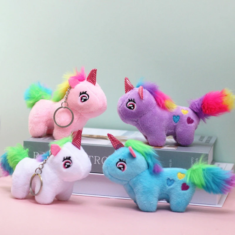 

Cartoon Plush Unicorn Doll Keychains Stuffed Animal Horse Toy Backpack Pendant Decor