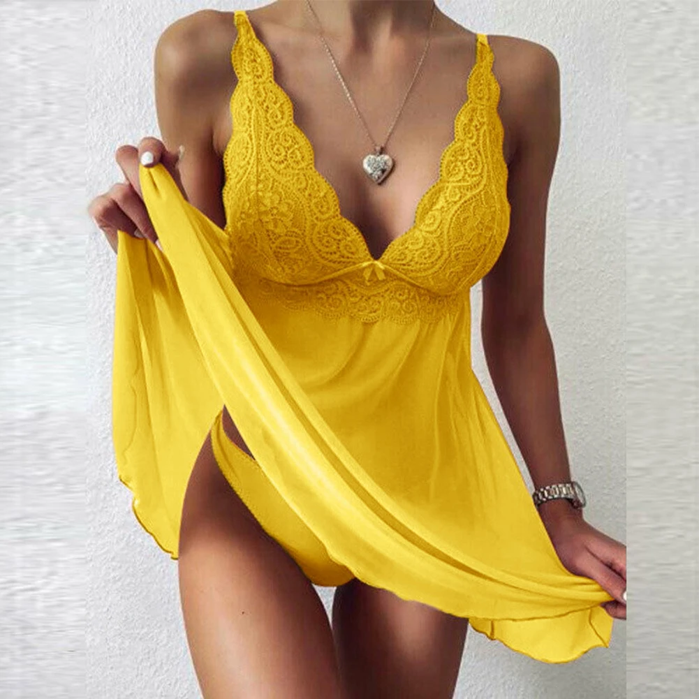 New Sexy Womens Lace V-Neck Lace Sleeveless Bow Nightdress Sleepwear Lingerie Robe Underwear Elegant Dress Ladies Mini Nightgown
New Sexy Womens Lace V-Neck Lace Sleeveless Bow Nightdress Sleepwear Lingerie Robe Underwear Elegant Dress Ladies Mini Nightgown
