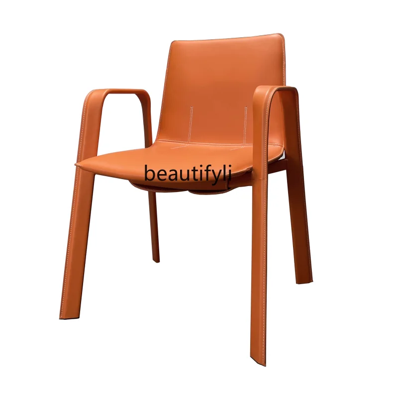 Italian Minimalist Orange Dining Chair Designer Model Leather Armchair Nordic Modern Restaurant Dining Chair restaurant chair
Italian Minimalist Orange Dining Chair Designer Model Leather Armchair Nordic Modern Restaurant Dining Chair restaurant chair