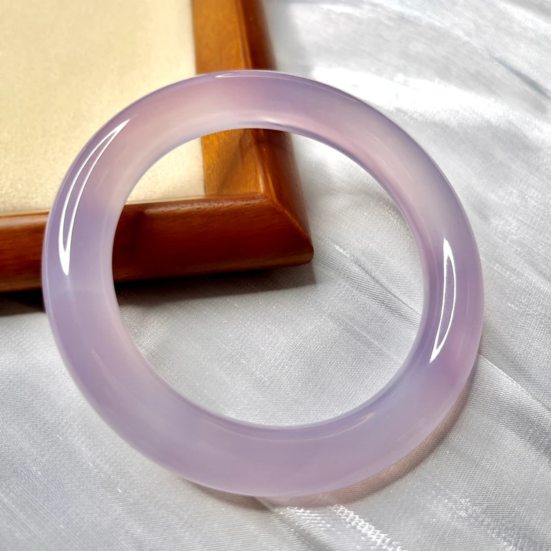 

Pure Natural Full-Color Violet Chalcedony Bracelet Female High Ice Purple Agate round Jade Bracelet Authentic