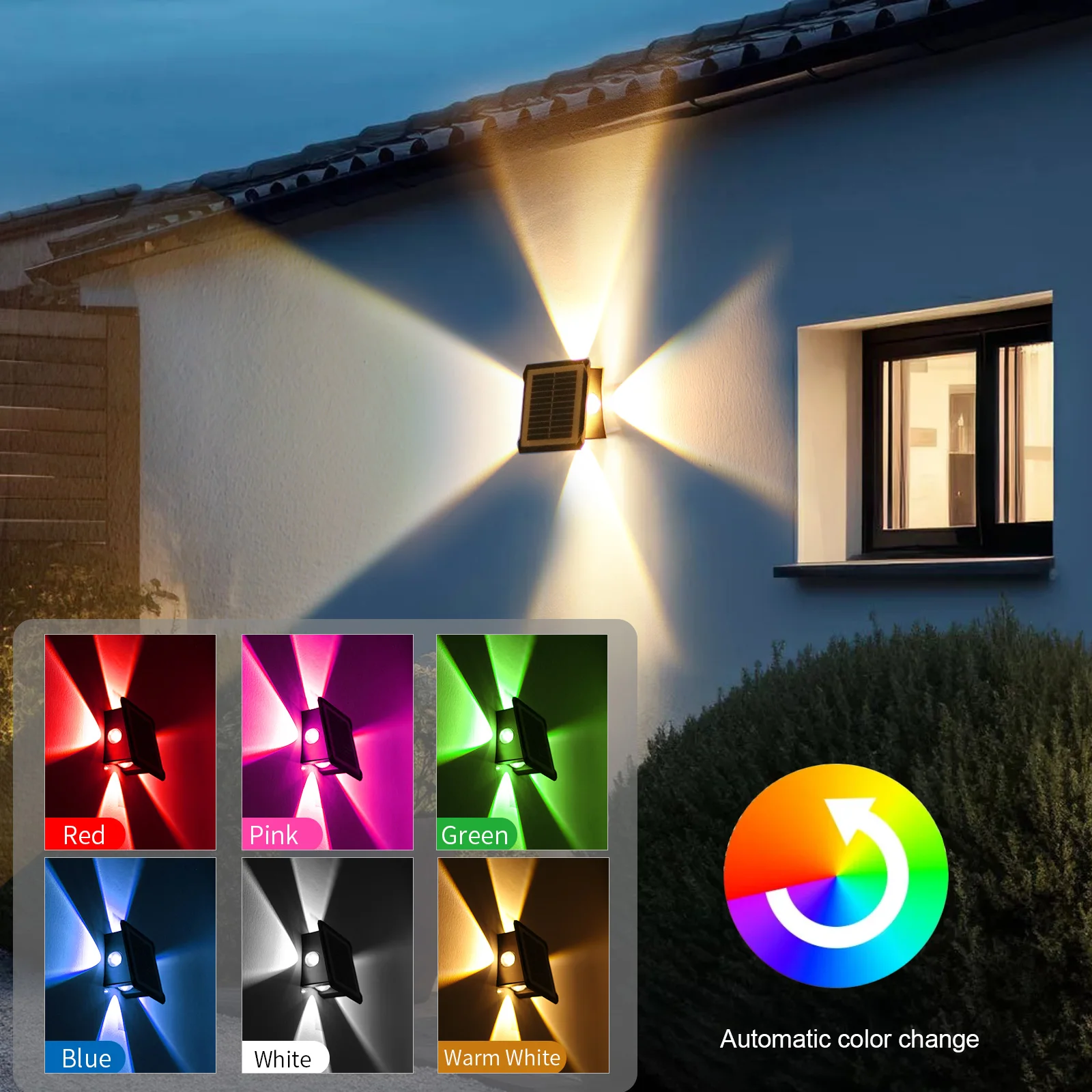 Solar Wall Lamp Solar Powered Light Warm Golden Dual Color RGB UP Down Left For Home Garden Yard Decoration Outside Sunlights
Solar Wall Lamp Solar Powered Light Warm Golden Dual Color RGB UP Down Left For Home Garden Yard Decoration Outside Sunlights