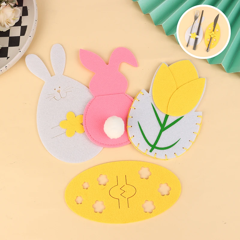 

Easter Scene Decoration Rabbit Knife And Fork Bag Children's Knife And Fork Mat Set