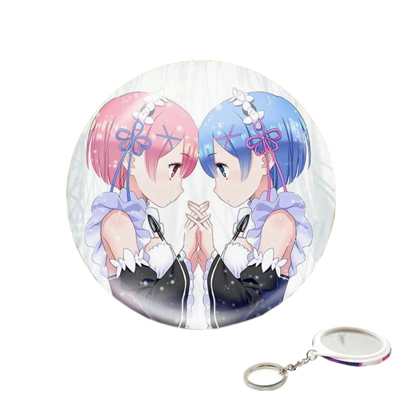 

Anime Re:Life in a different world from zero Keychain/Keyring with Makeup Mirrors for Backpack/Bag Accessories or Collection
