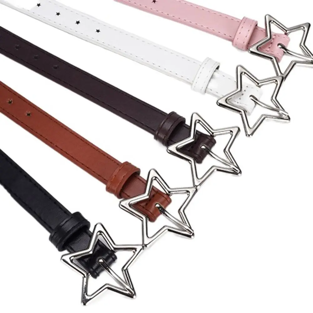 

PU Leather Five-point Star Waistband Metal Buckle Adjustable Women Waist Belt Korean Style Waistbands Star Belt Pants Decor