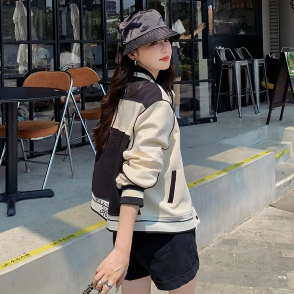 Women Coat Women Outerwear Stylish Women's Color Matching Baseball Coats with Stand Collar Pockets Elastic Cuffs for Hip Hop
Women Coat Women Outerwear Stylish Women's Color Matching Baseball Coats with Stand Collar Pockets Elastic Cuffs for Hip Hop