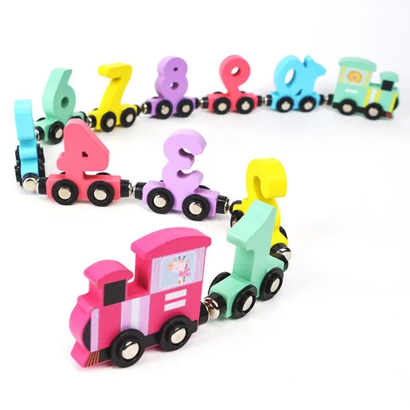 

Деревянный набор поездов, двухсторонний 12-секционный набор поездов по цифрам, Обучающие игрушки Монтессори, познавательные игрушки о движении, Обучающие игрушечные машинки