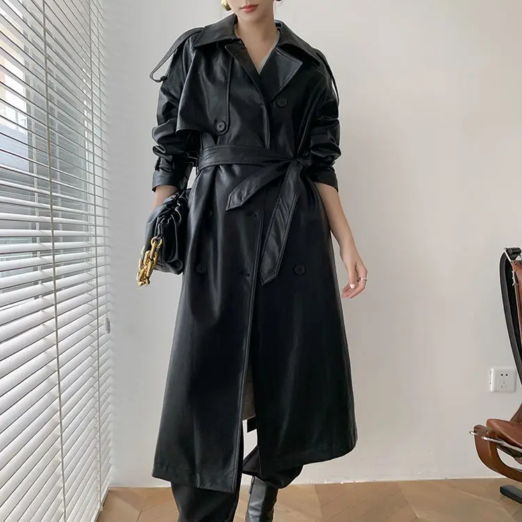 Spring Autumn Extra Long Waterproof Black Soft Pu Leather Trench Coat For Women Workwear Elegant Leather Outerwear
Spring Autumn Extra Long Waterproof Black Soft Pu Leather Trench Coat For Women Workwear Elegant Leather Outerwear
