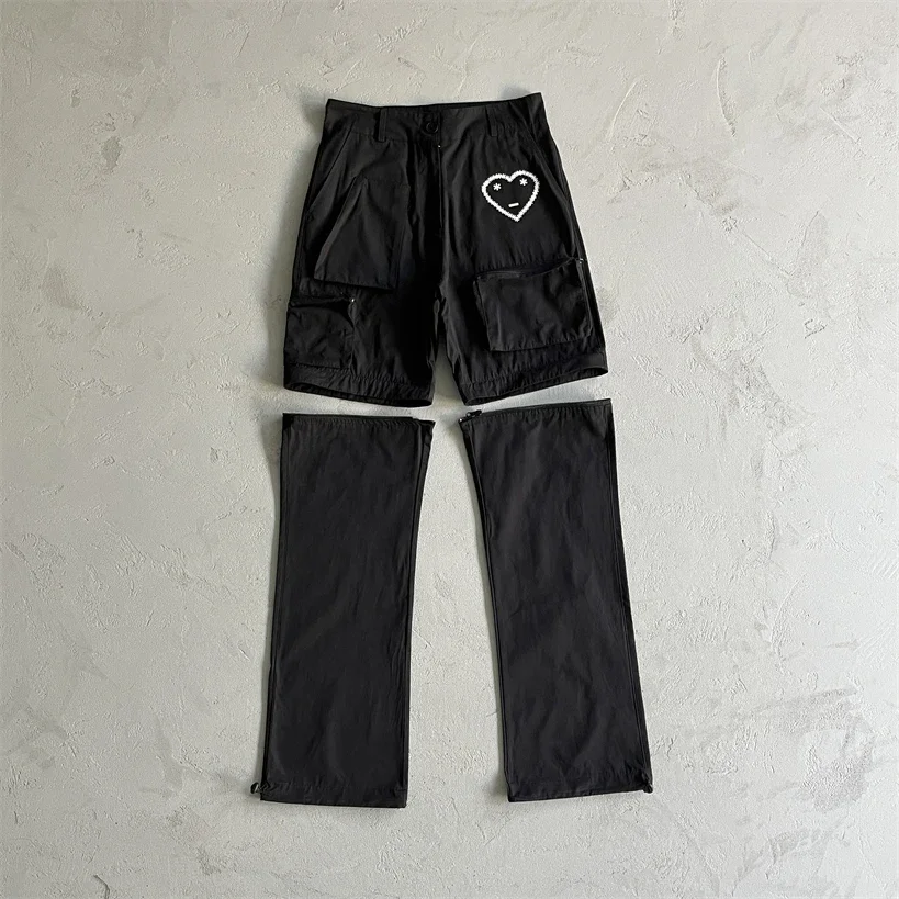 

Carsicko love Multi Pocket Split Work Pants shorts European And American Street Hip Hop Niche Trendy Brand Uk Dirp Dirll