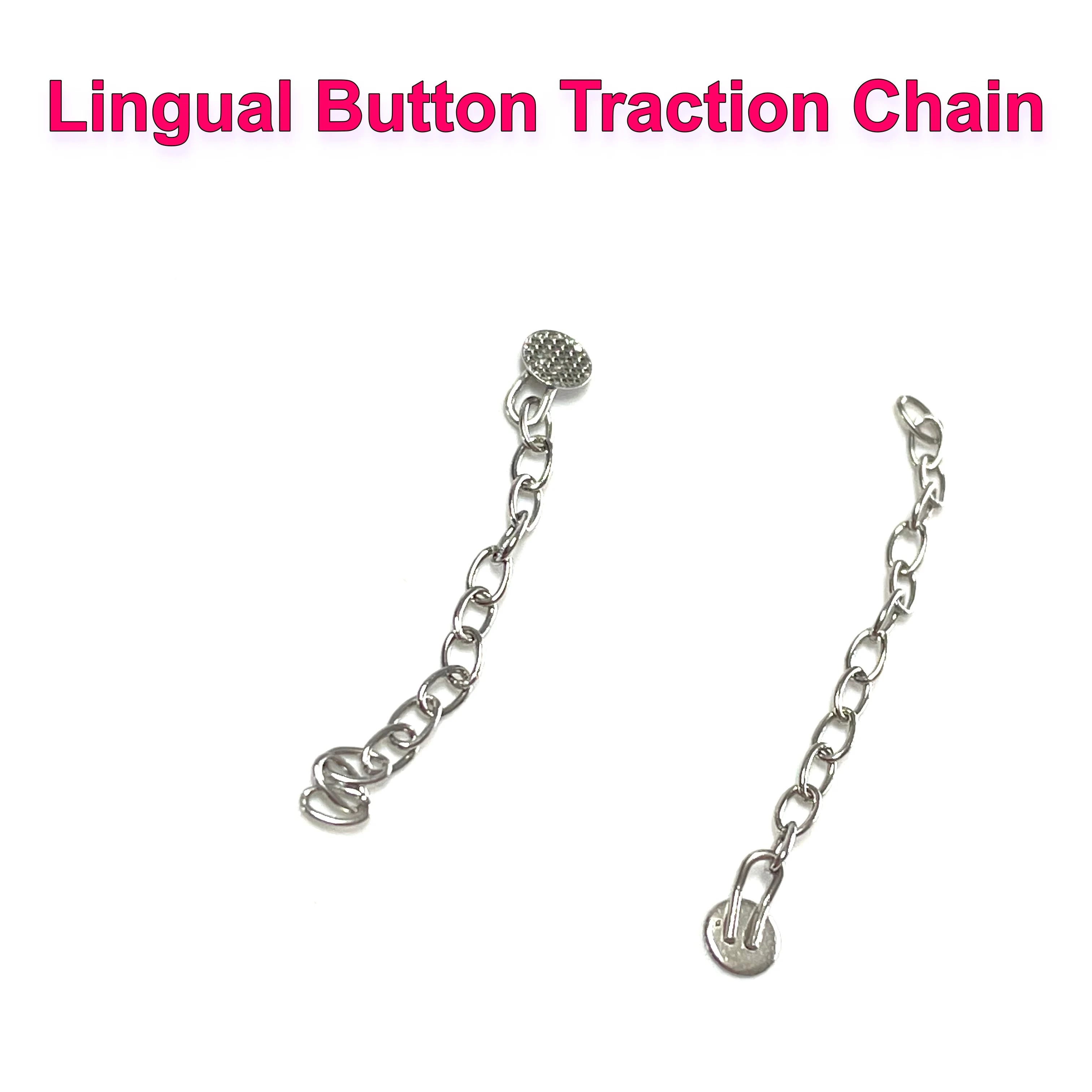 2Pcs/Pack Gold Coated/Silver Mesh Base Lingual Button Traction Chain
2Pcs/Pack Gold Coated/Silver Mesh Base Lingual Button Traction Chain