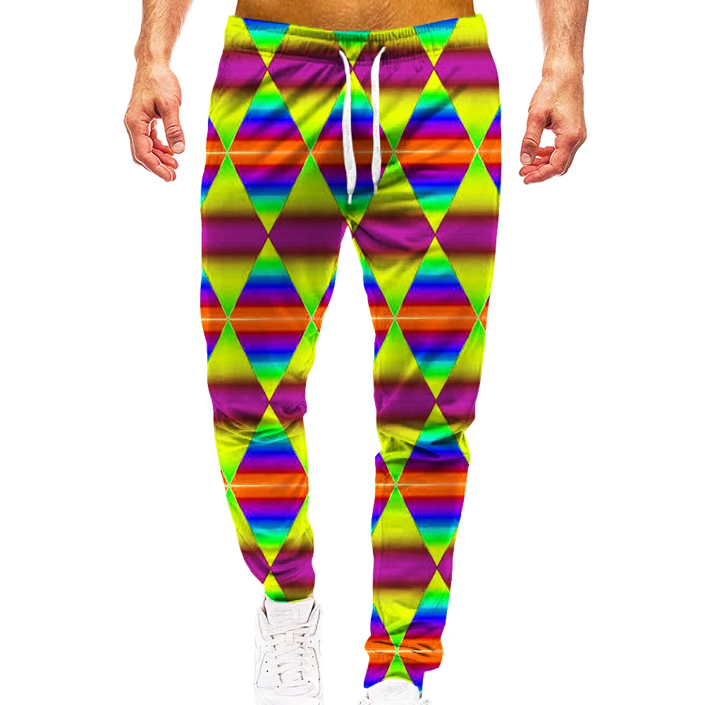 

Unisex 3D Pattern Sports Psychedelic Print Pants Casual Lattice Pigment Graphic Trousers Men/Women Sweatpants with Drawstring