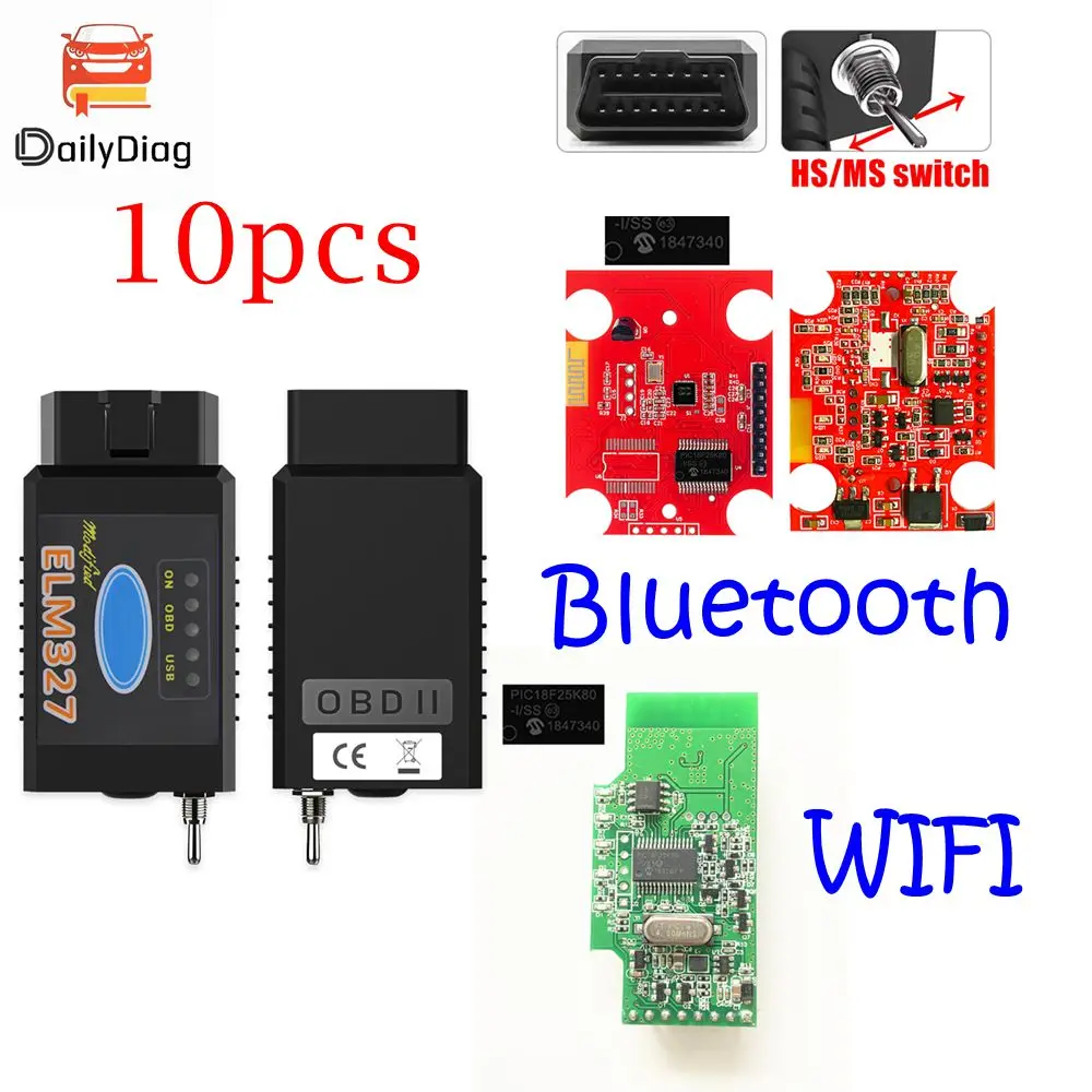 10PCS ELM327 V1.5 PIC18F25K80 Chip HS CAN/MS CAN Switch OBD2 Scanner Car Diagnostic Tool Support BT/USB/WIFI Code Readers
10PCS ELM327 V1.5 PIC18F25K80 Chip HS CAN/MS CAN Switch OBD2 Scanner Car Diagnostic Tool Support BT/USB/WIFI Code Readers