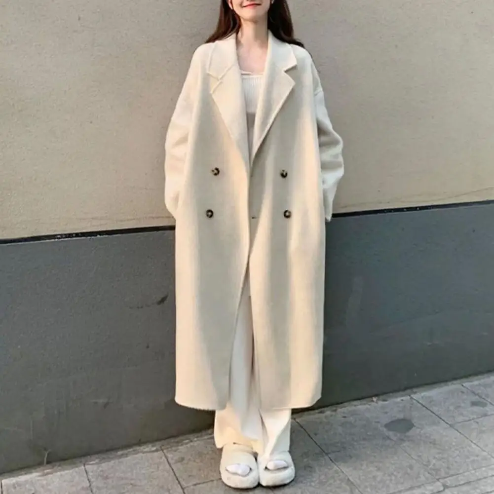 Women Fall Winter Overcoat Loose Lapel Thickened Windproof Warm Soft Double-breasted Pockets Long Sleeve Lady Trench Coat
Women Fall Winter Overcoat Loose Lapel Thickened Windproof Warm Soft Double-breasted Pockets Long Sleeve Lady Trench Coat