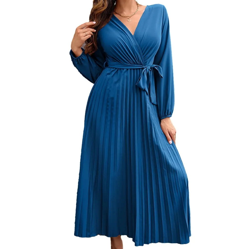 Affordable Brand New Dress Long Skirt Temperament V Neck Casual Large Pleated Dress Long Sleeve Medium Stretch
Affordable Brand New Dress Long Skirt Temperament V Neck Casual Large Pleated Dress Long Sleeve Medium Stretch