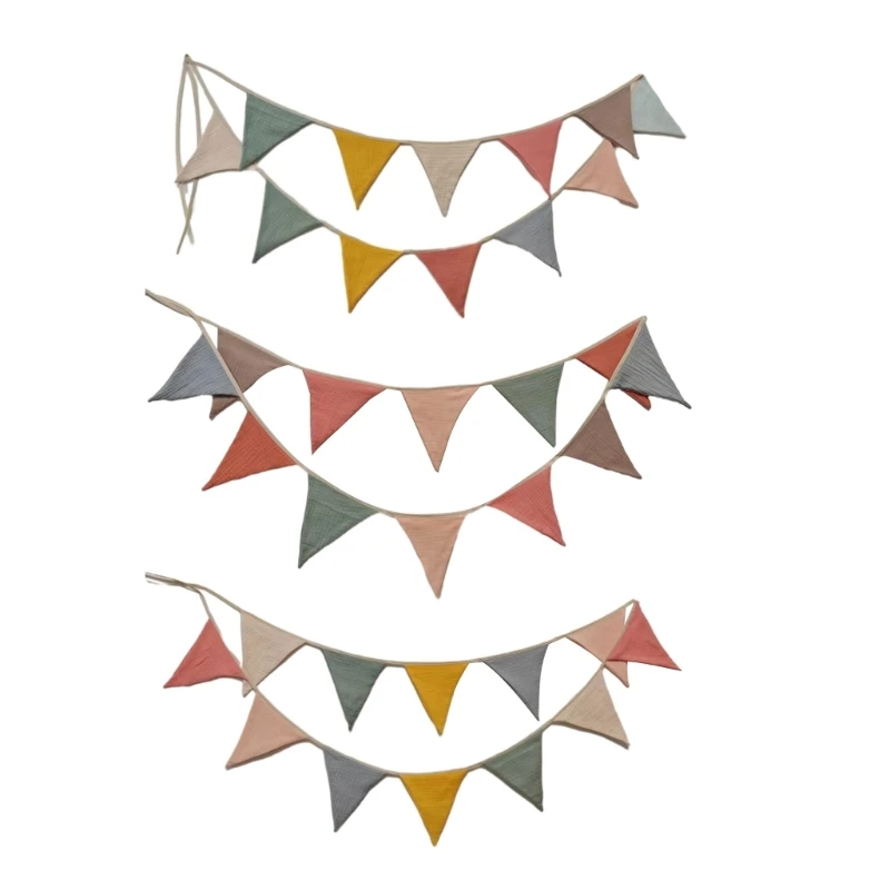 

Pennant with Multicolor Bunting Flags Versatile Baby Showers Decoration Newborn Photograph Props for Boys Girls