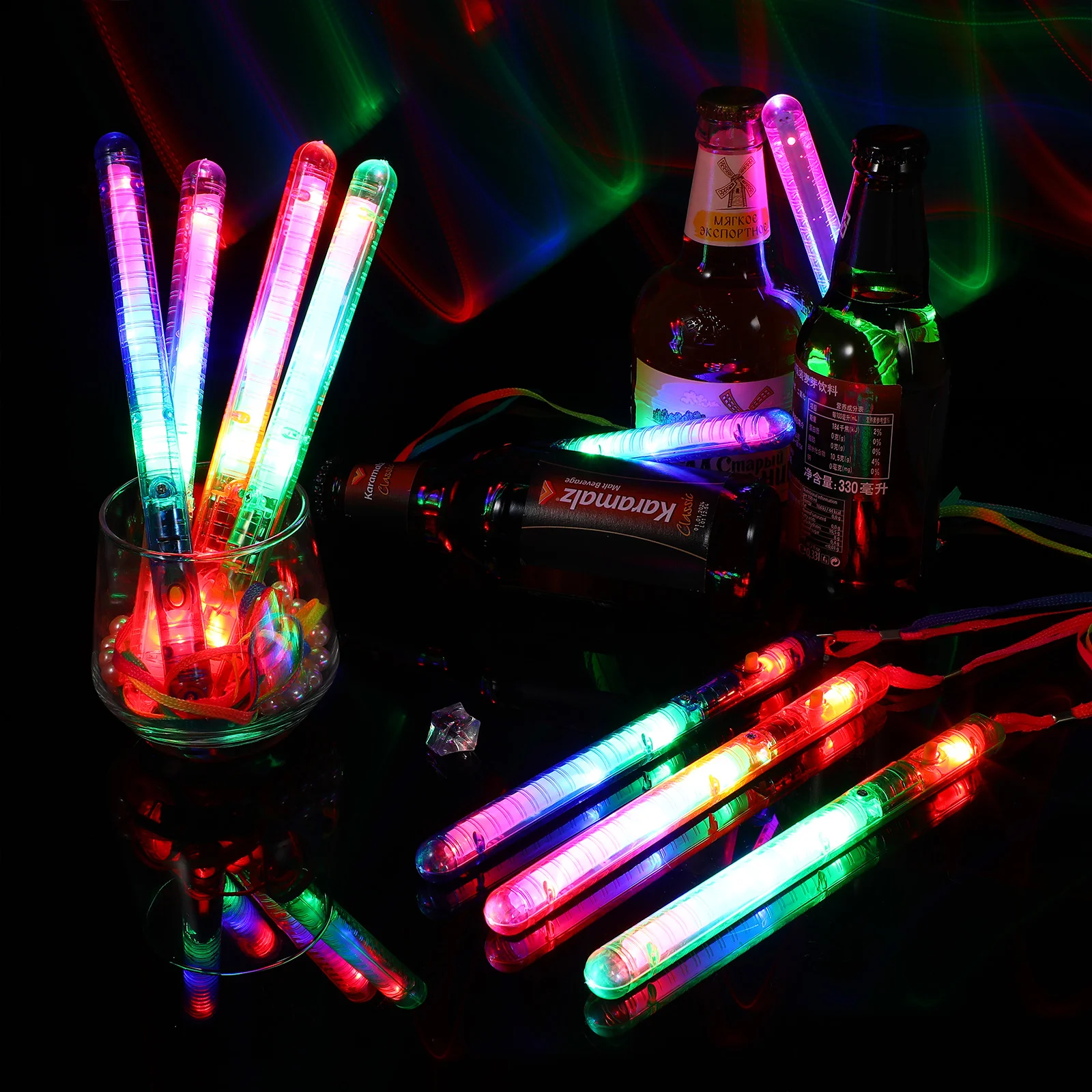 

Flashing LED Wand Sticks Glowing Cheer Wands Multicolor Light Up Wands With Lanyards For Music Concert Party Favor