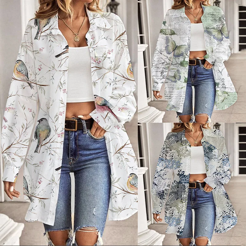 Women's 2023 Spring/Summer New Loose Print Long Sleeve Pocket Medium Length Shirt Women Lady Clothing
Women's 2023 Spring/Summer New Loose Print Long Sleeve Pocket Medium Length Shirt Women Lady Clothing