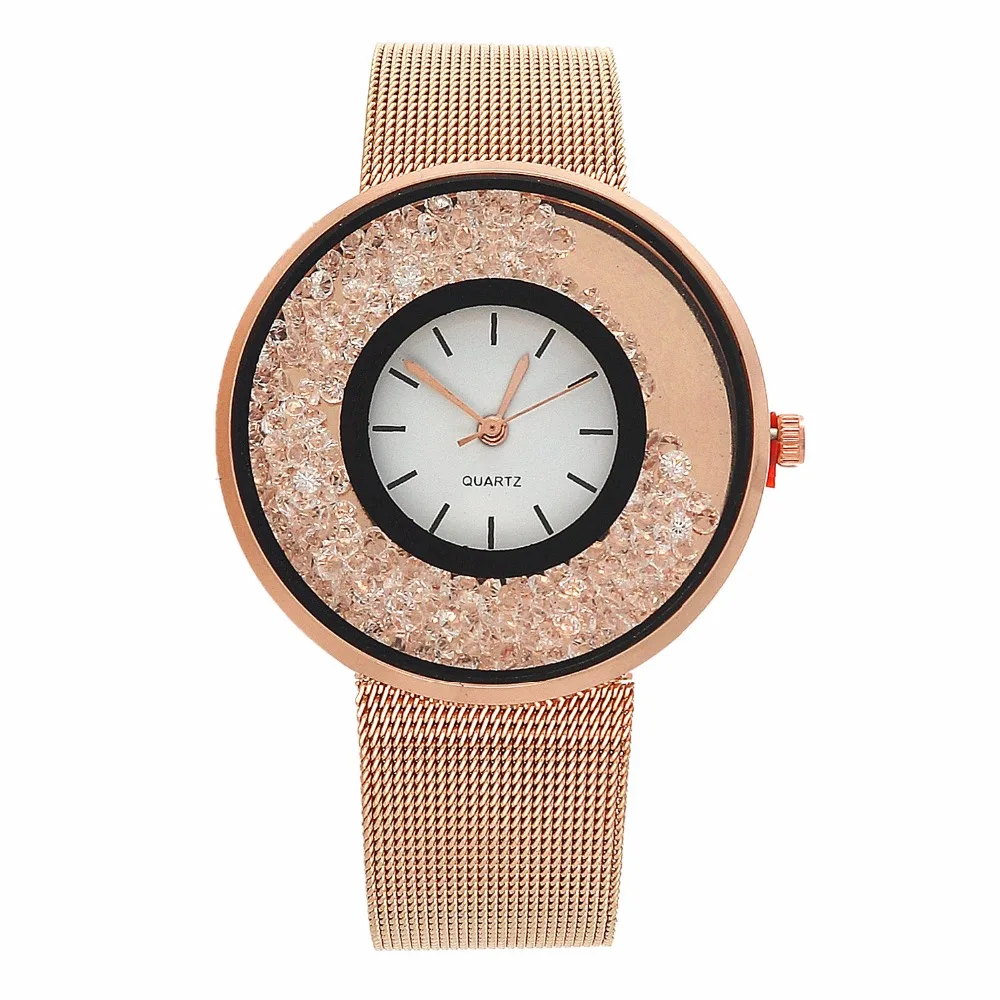 

Hot Koop Fashion Rvs Rose Goud & Zilver Band Quartz Horloge Luxe Vrouwen Strass Horloges Valentine Gift Montre Femm