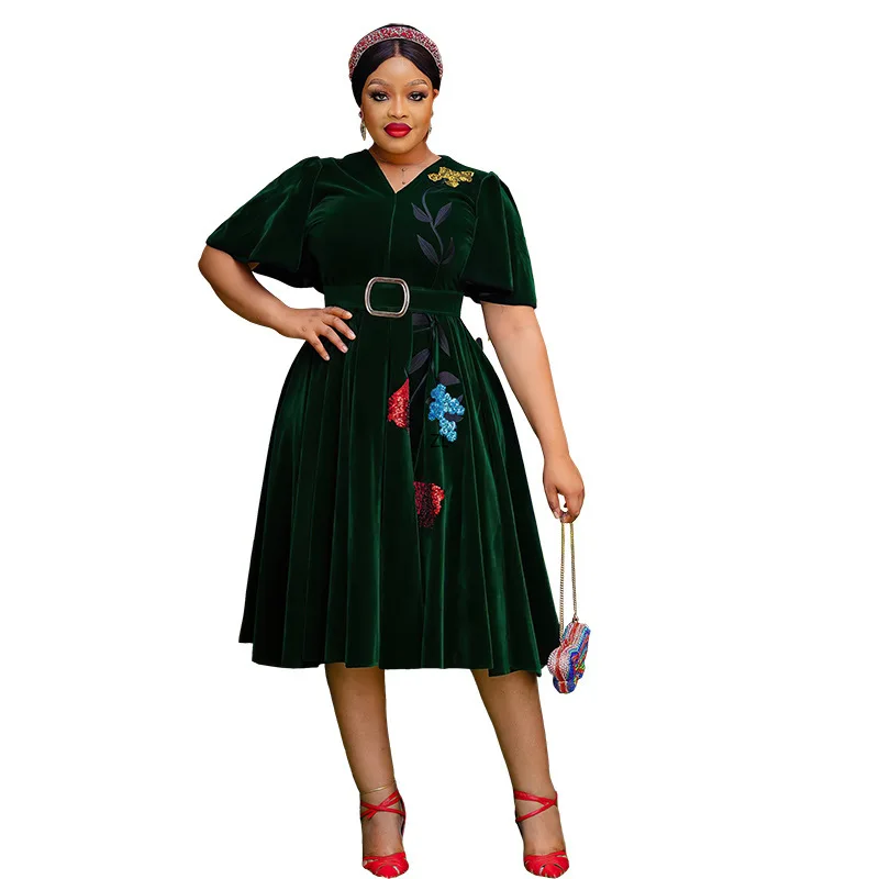 2023 Velvet African Dresses for Women Autumn African Half Sleeve V-neck Evening Pleat Dress African Gowns African Clothing
2023 Velvet African Dresses for Women Autumn African Half Sleeve V-neck Evening Pleat Dress African Gowns African Clothing
