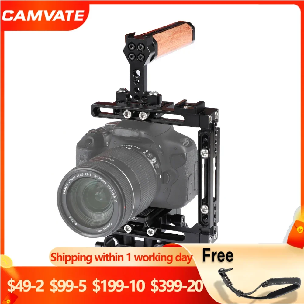 CAMVATE Extension-type Camera Cage C-frame Rig With Manfrotto Quick Release Plate & Adjustable 15mm Railblock& Wooden Top Handle
CAMVATE Extension-type Camera Cage C-frame Rig With Manfrotto Quick Release Plate & Adjustable 15mm Railblock& Wooden Top Handle