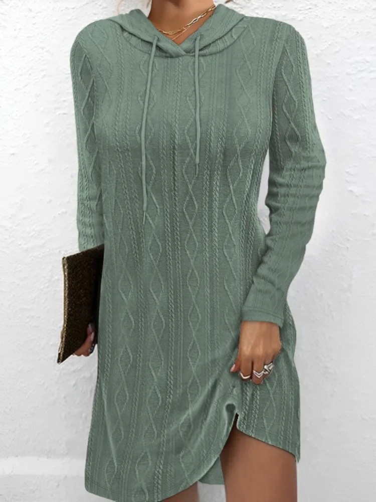 Women's Hooded Knitting Dress, Pullover, Long Sleeve, Monochromatic, Casual, Loose, Party Dresses, Female, Autumn, Winter
Women's Hooded Knitting Dress, Pullover, Long Sleeve, Monochromatic, Casual, Loose, Party Dresses, Female, Autumn, Winter