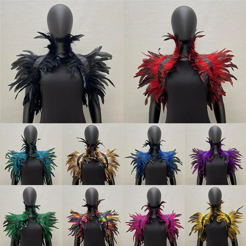 Natural Feather Shrugs Shawl For Women Cosplay Black Halloween Luxury Feather Shoulder Wraps Sexy Punk Gothic Feather Scarves
Natural Feather Shrugs Shawl For Women Cosplay Black Halloween Luxury Feather Shoulder Wraps Sexy Punk Gothic Feather Scarves