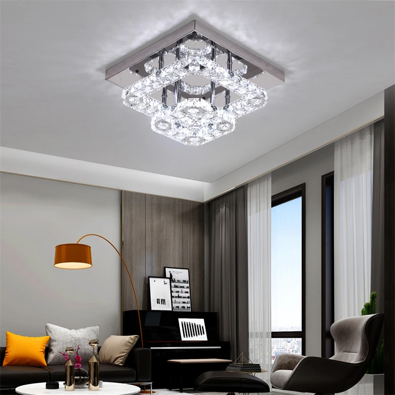 Crystal LED Ceiling Lamp K9 Living Room Stainless Steel Chandelier Luminaire For Hallway Aisle Plafon Lustres Lighting Fixtures Crystal LED Ceiling Lamp K9 Living Room Stainless Steel Chandelier Luminaire For Hallway Aisle Plafon Lustres Lighting Fixtures