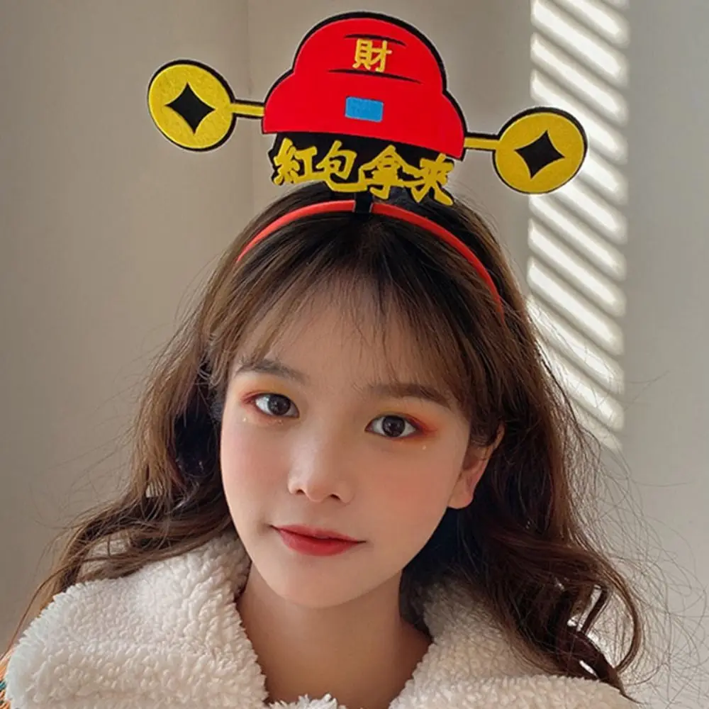 

Red Hairband 2024 Happy New Year Headband Chinese Style Cartoon New Year Headdress Child Headwear Mascot Dragon Dragon Headband