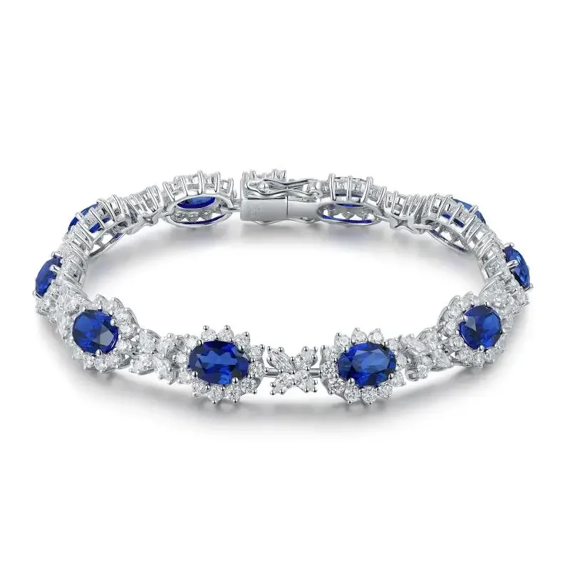 

RUIF 2024 New Classic S925 Silver Main Stone 12.01ct Bracelet Lab Grown Sapphire Genstone Jewwelry for WOMEN