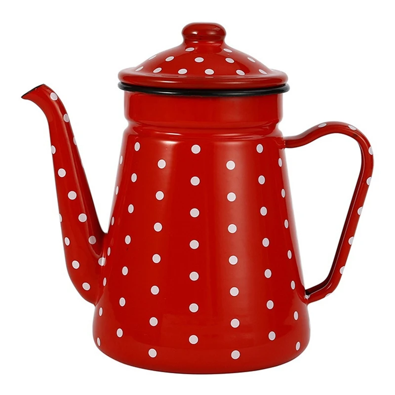 

1.2L Enamel Coffee Pot Pour Over Milk Water Jug Pitcher Barista Teapot Kettle For Gas Stove And Induction Cooker Promotion