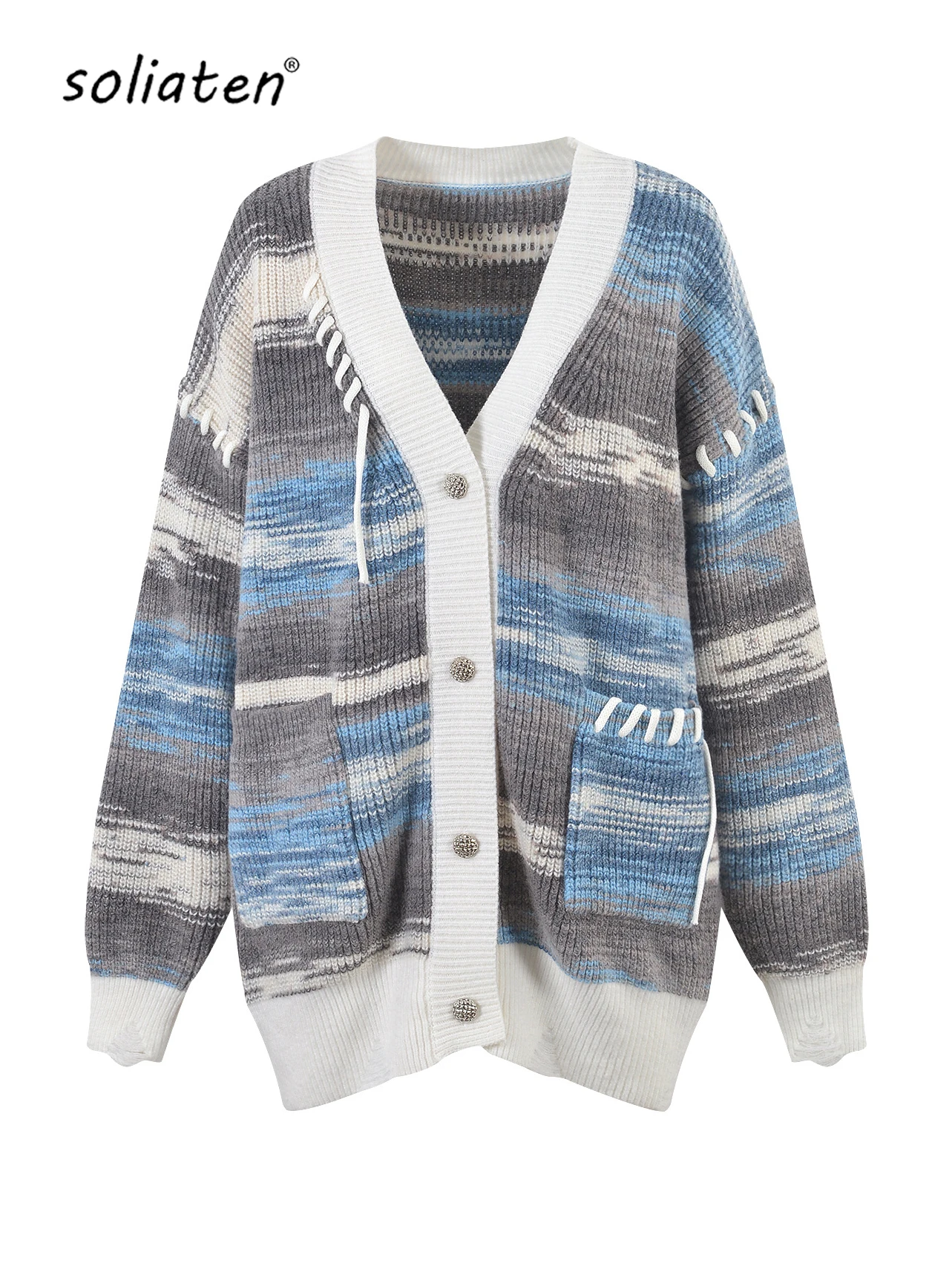 Winter Colorful Cardigan Sweater Stripe Rainbow Knitted Button Coat Fashion Contrast Color Sweater Coat Y2K Tops C-254
Winter Colorful Cardigan Sweater Stripe Rainbow Knitted Button Coat Fashion Contrast Color Sweater Coat Y2K Tops C-254