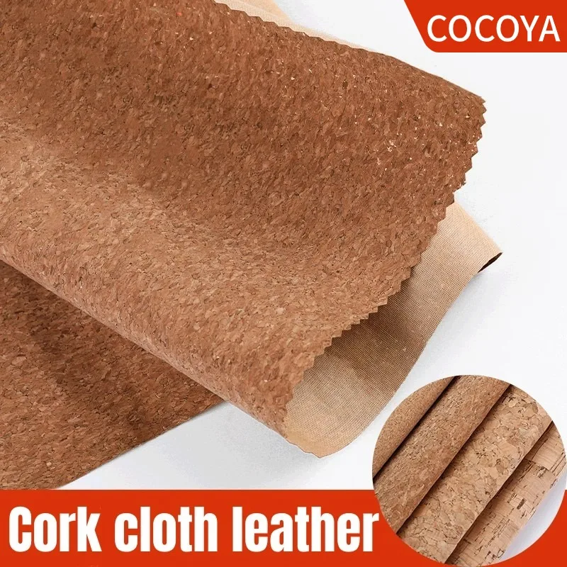 

Non Stick Oak Cork Cloth Leather Sheet Soft Natural Wood Grain Texture Faux Leathercraft Handbag Wall Decor DIY Fabric 100x138cm