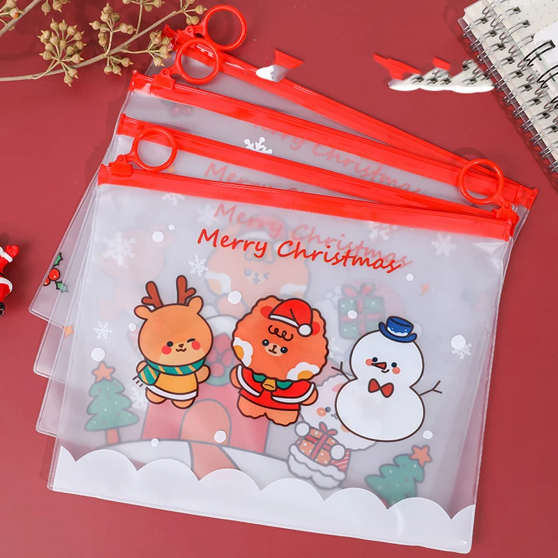 Cartoon Christmas Ring File Bag Cute Functional Transparent Zipper Bag Stationery Storage Archive Bag School Office Supplies
Cartoon Christmas Ring File Bag Cute Functional Transparent Zipper Bag Stationery Storage Archive Bag School Office Supplies