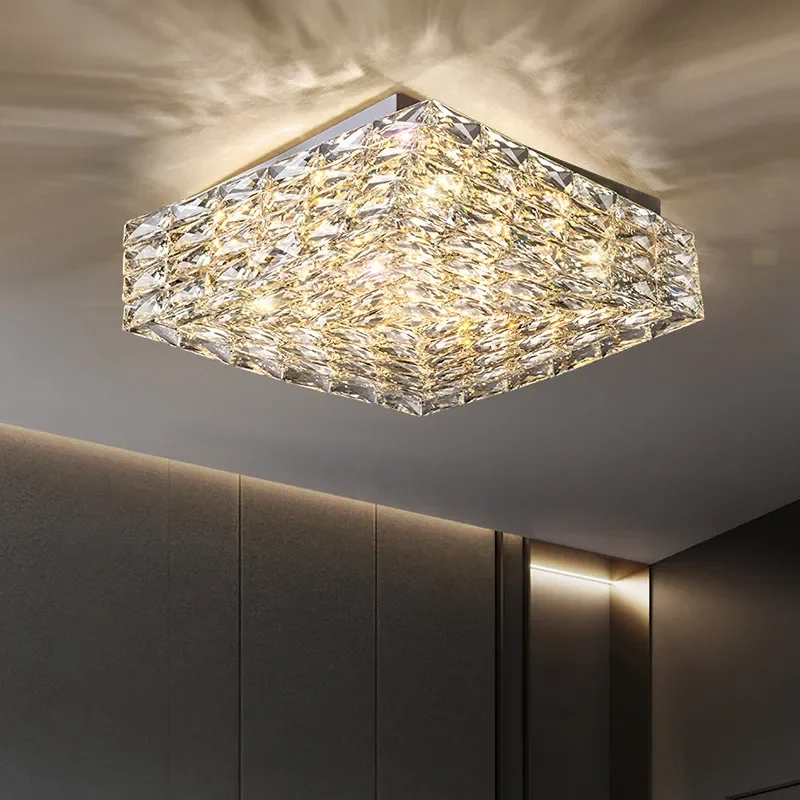 

Новая современная Потолочная люстра для спальни, креативный дизайн, хрустальная лампа для гостиной, роскошный Квадратный светодиодный светильник из искусственного кристалла