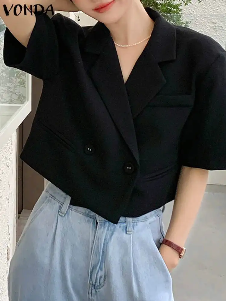 2023 VONDA Elegant Blazer Women Summer Suit Collar Coats Fashion Short Sleeve Buttons Short Blazer Casual Solid OL Style Outwear
2023 VONDA Elegant Blazer Women Summer Suit Collar Coats Fashion Short Sleeve Buttons Short Blazer Casual Solid OL Style Outwear