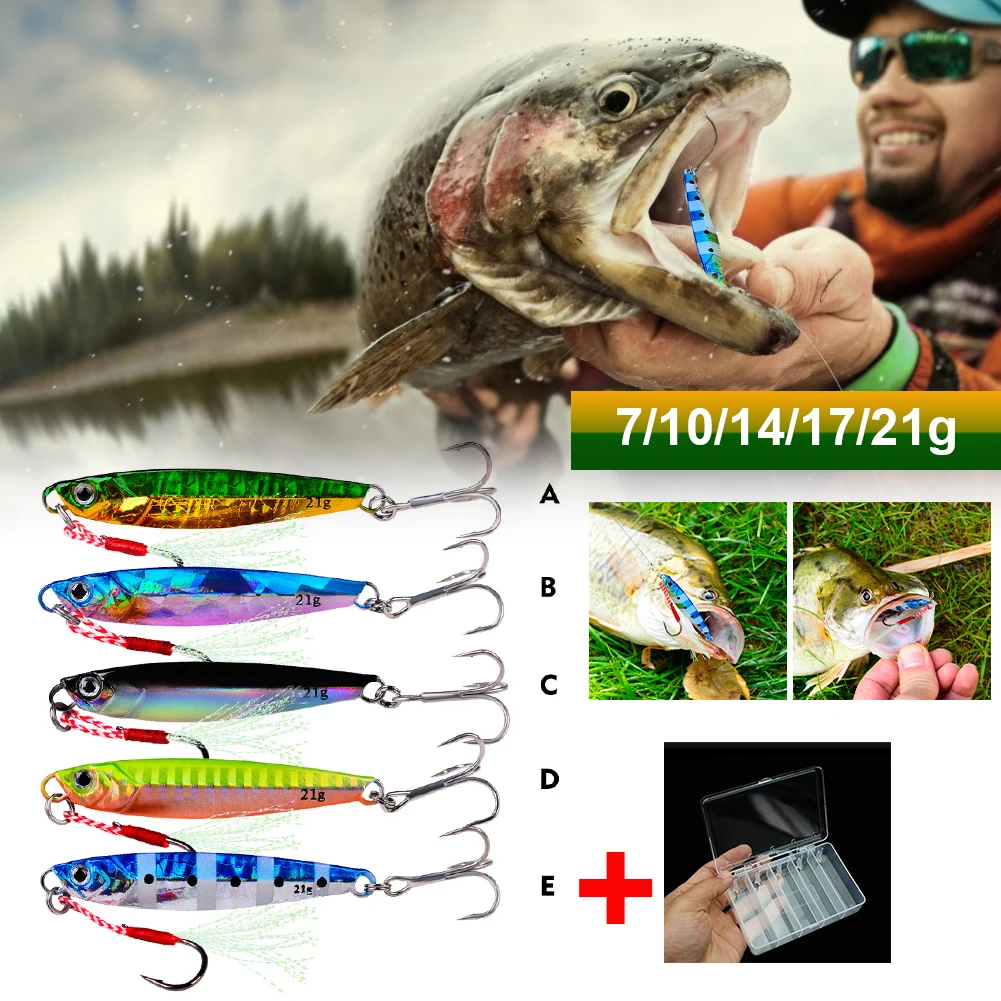 5Pcs Metal Casting Jig Fishing Lures Swimbaits 7/10/14/17/21g Cast Jigging Lures Lead Fish Sea Bass Artificial Fishing Baits Kit
5Pcs Metal Casting Jig Fishing Lures Swimbaits 7/10/14/17/21g Cast Jigging Lures Lead Fish Sea Bass Artificial Fishing Baits Kit