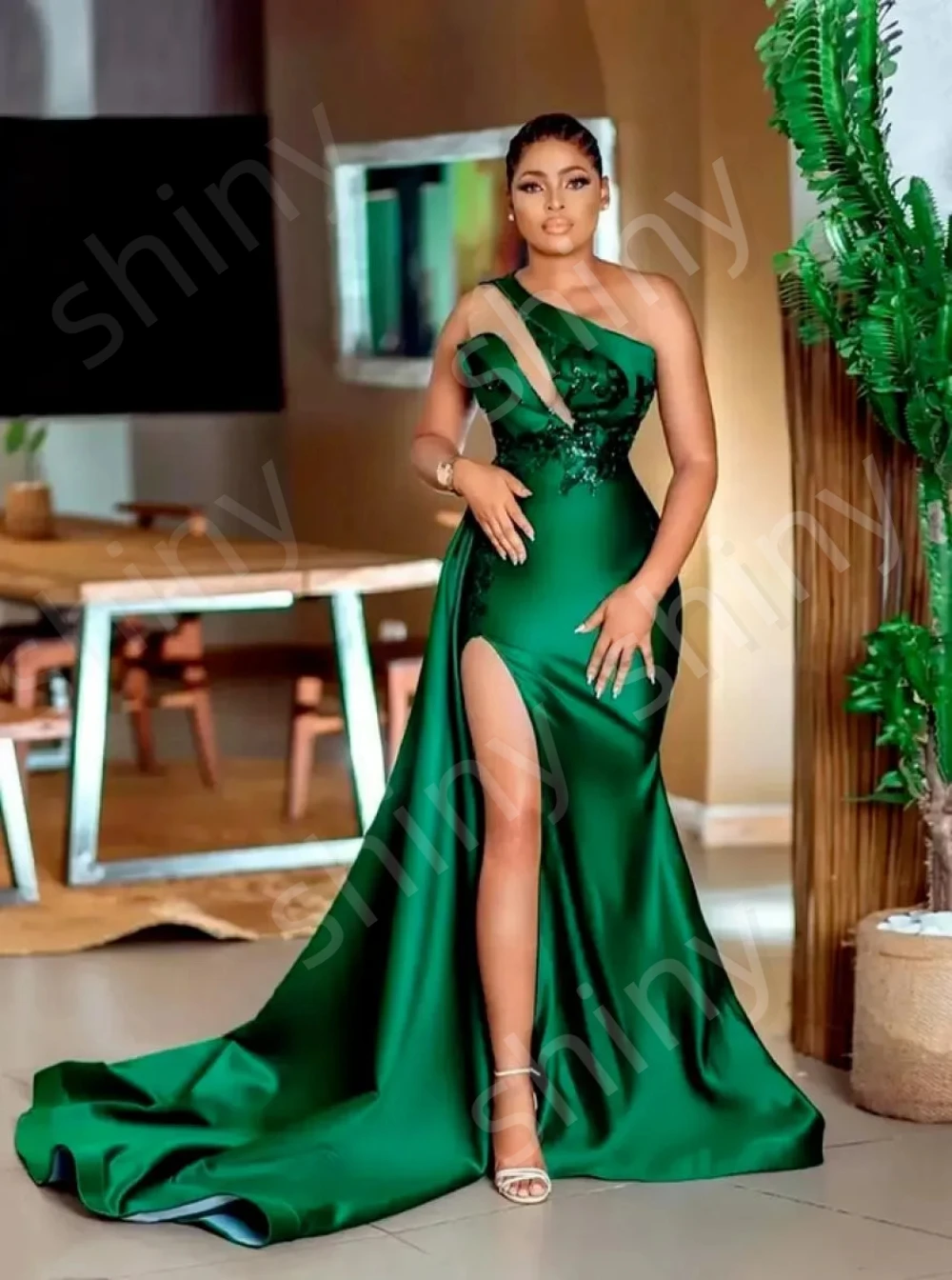 Elegant Dark Green Sequined Mermaid One Shoulder Neck Side Split Evening Gowns Satin Sweep Train Formal Dress вечернее платье
Elegant Dark Green Sequined Mermaid One Shoulder Neck Side Split Evening Gowns Satin Sweep Train Formal Dress вечернее платье