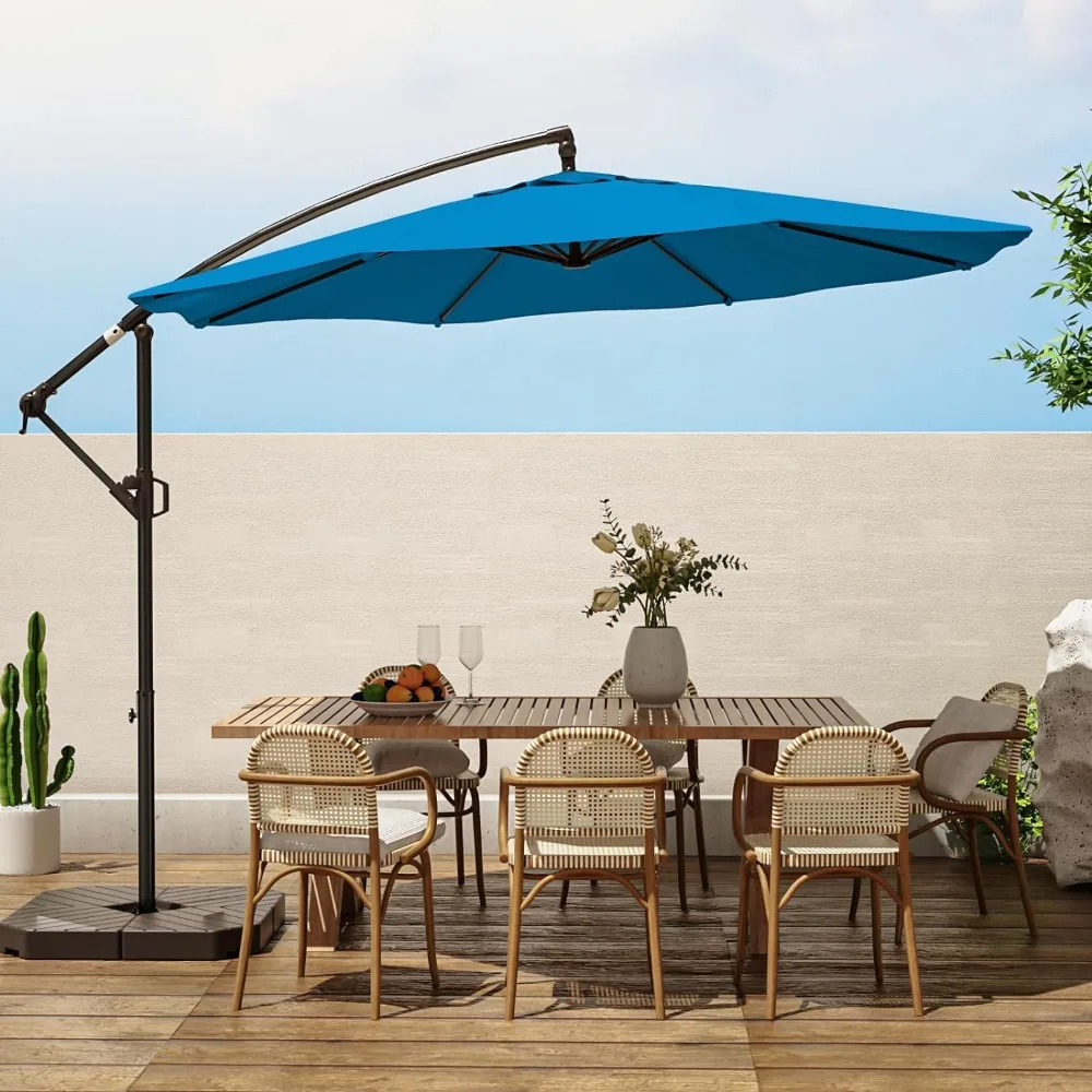 

wikiwiki 10ft Patio Umbrellas Offset Outdoor Umbrella Cantilever hanging Umbrellas w/Infinite Tilt, Fade Resistant Waterproof