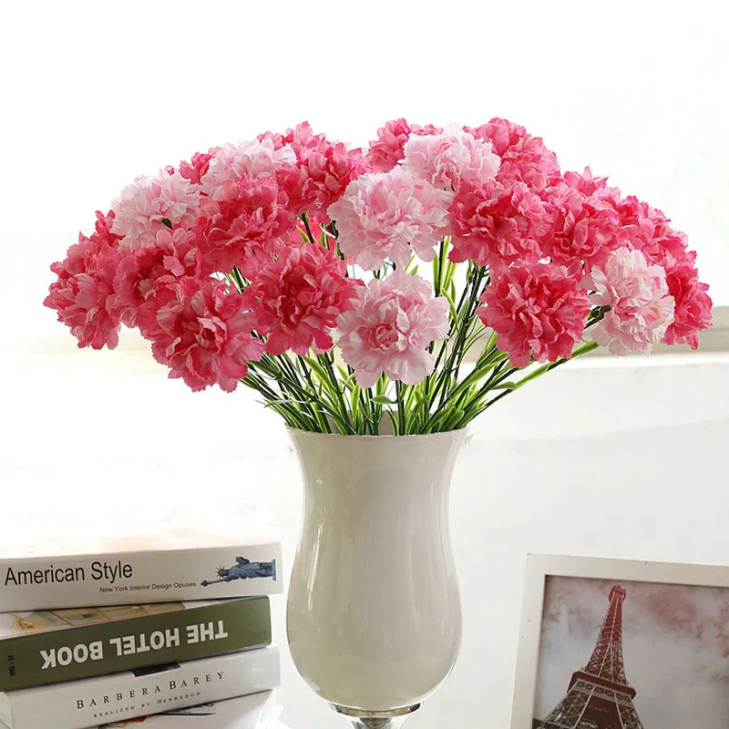 5pcs of silk Carnation 50cm Artificial flowers elegant bouquet for mother