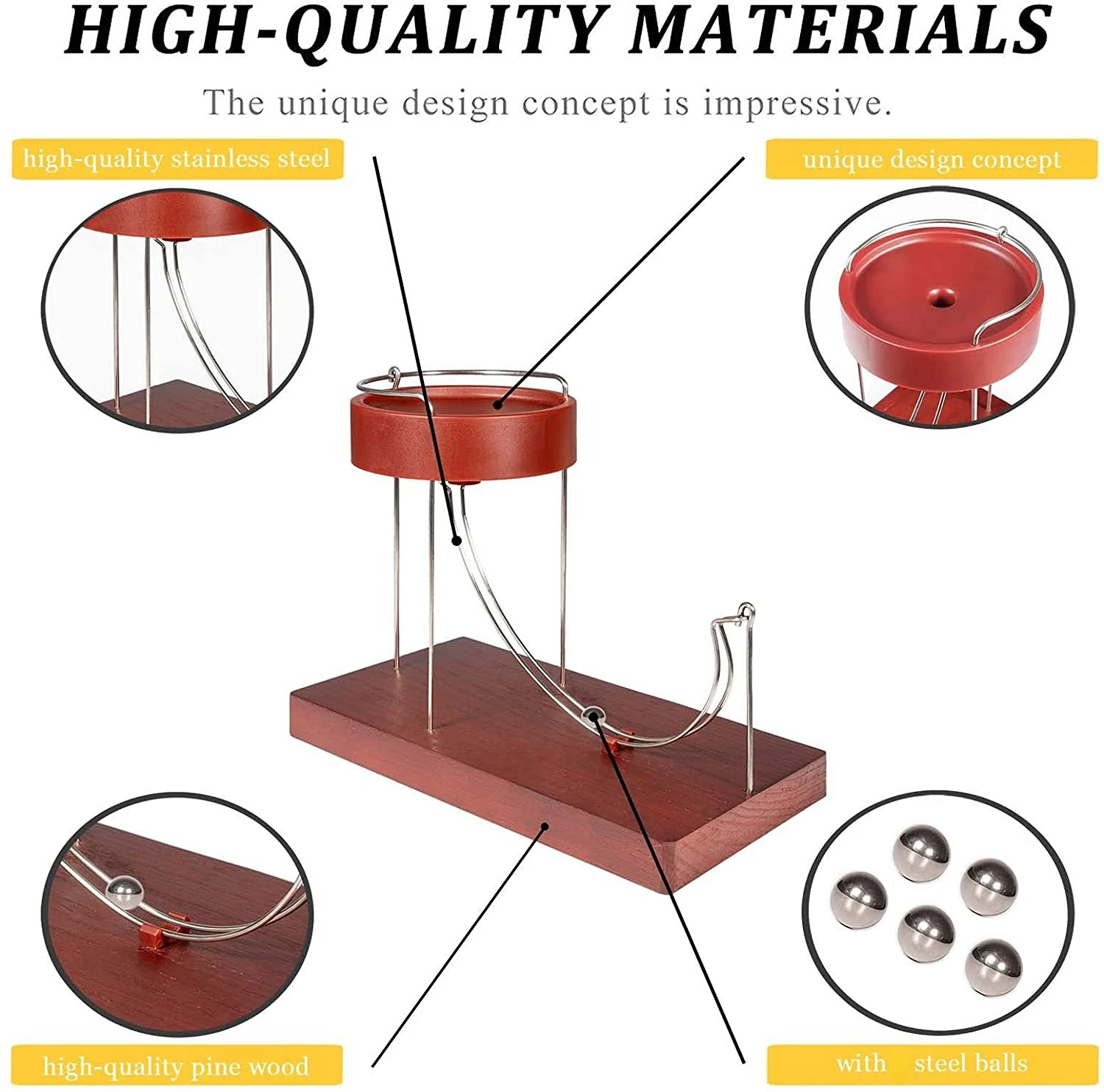 Kinetic Art Perpetual Motion Machine Newtons Cradle Balance Balls Wooden Sculpture Non-Stop Rolling Ball Toys Home Accessories
Kinetic Art Perpetual Motion Machine Newtons Cradle Balance Balls Wooden Sculpture Non-Stop Rolling Ball Toys Home Accessories