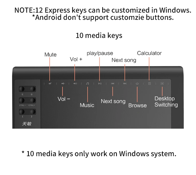 10x6" Professional Graphics Drawing Tablet 12 Express Keys 8192 Levels Battery-Free Stylus/30pcs Pen Refill Support PC/Laptop 10x6" Professional Graphics Drawing Tablet 12 Express Keys 8192 Levels Battery-Free Stylus/30pcs Pen Refill Support PC/Laptop