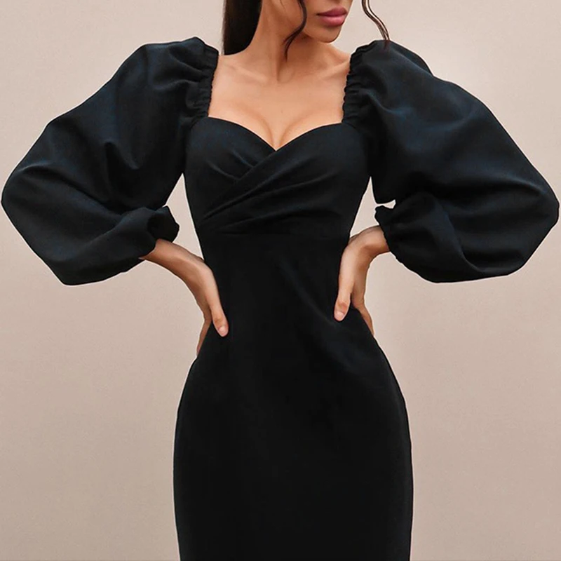 Women's Casual Dress Harajuku Women Vintage Dresses Long Lantern Sleeve Bodycon Dress Black Sexy Streetwear Y2k Dresses Autumn
Women's Casual Dress Harajuku Women Vintage Dresses Long Lantern Sleeve Bodycon Dress Black Sexy Streetwear Y2k Dresses Autumn