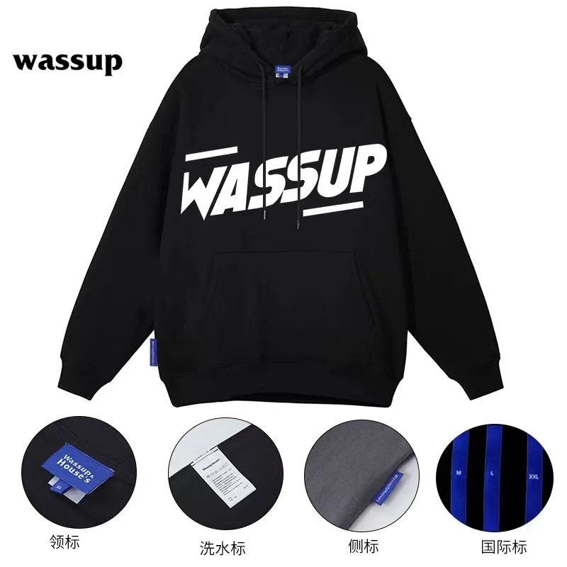 Wassup trendy brand pure cotton hoodie for men and women, loose printed casual coat for couples
Wassup trendy brand pure cotton hoodie for men and women, loose printed casual coat for couples