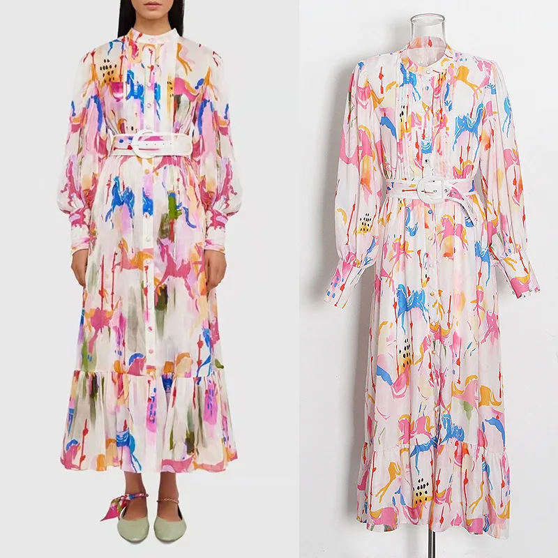 Women's Dress 2023 Summer New Crewneck Long-Sleeved Belt Waist Collection Design Long Peplum Women's Printed Dress Free Shipping
Women's Dress 2023 Summer New Crewneck Long-Sleeved Belt Waist Collection Design Long Peplum Women's Printed Dress Free Shipping
