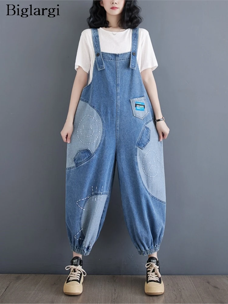 

Oversized Jeans Spring Summer Sleeveless Overalls Pant Women Print Embroidery Modis Ladies Trousers Loose Woman Overalls Pants