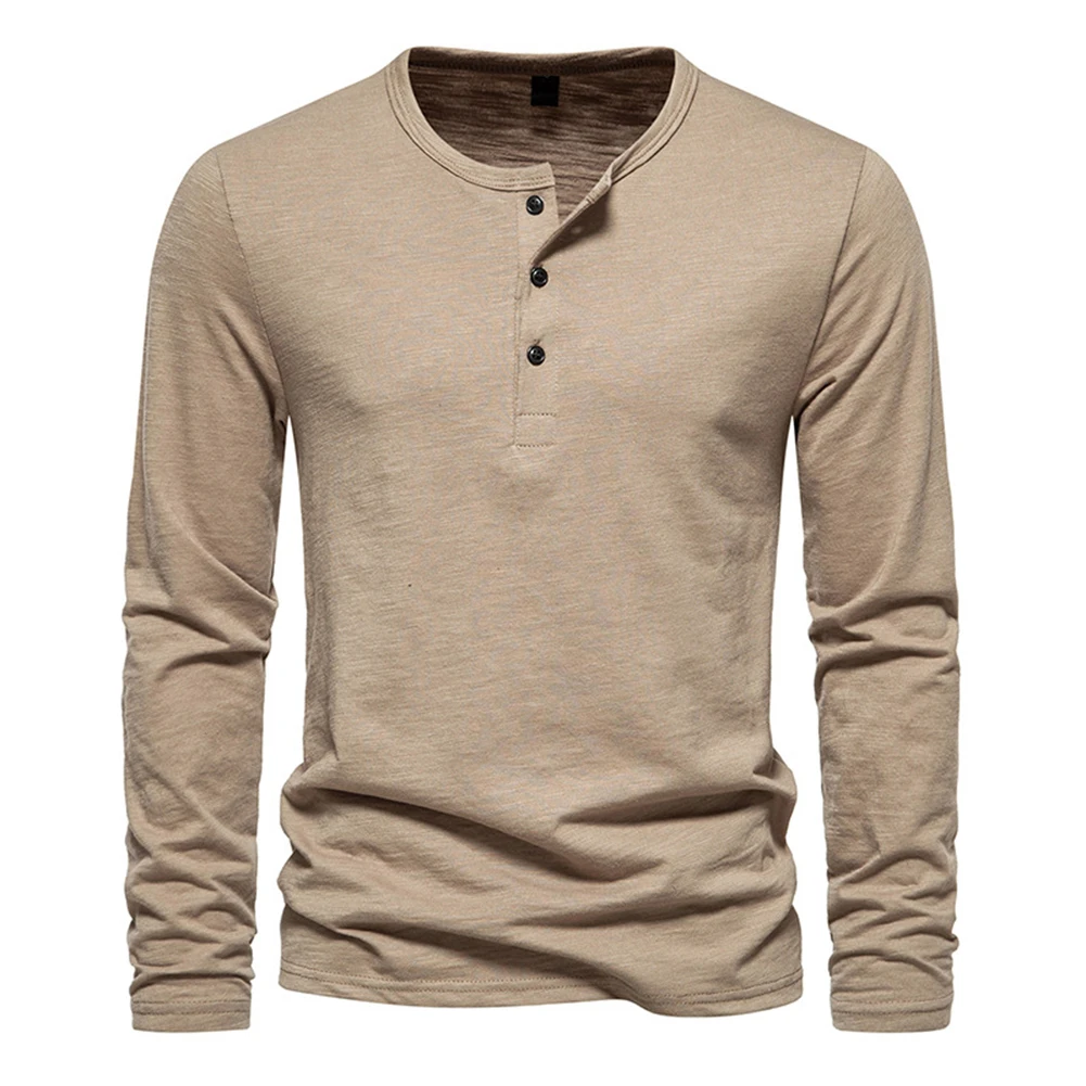 High Quality Men's Henley Button V Neck T-Shirt Clothing Solid Color Long Sleeve Tee Tops Pullover T Shirt For Men
High Quality Men's Henley Button V Neck T-Shirt Clothing Solid Color Long Sleeve Tee Tops Pullover T Shirt For Men