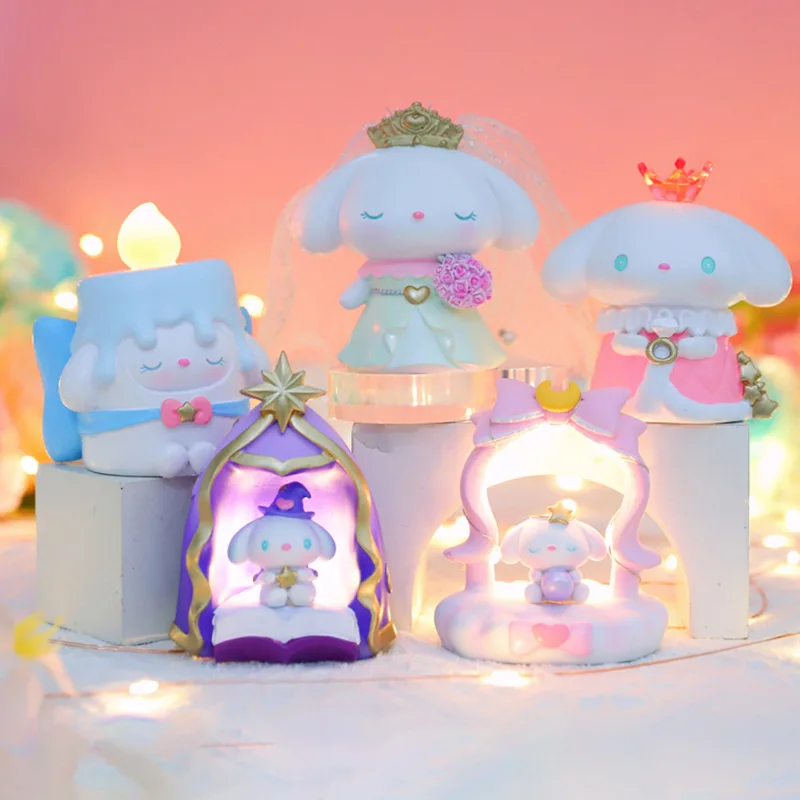 

Sanrio Cinnamoroll Аниме фигурки Hello Kitty Kuromi светящийся ночник экшн фигурка собирать украшения модели игрушки подарок для детей