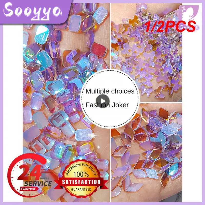 

1/2PCS Mix Crystal AB Nail part Aurora Mixed Rhinestones Nail Decor Drop Rhombus Arrow Design Flatback Stones 3D Gems#ZD