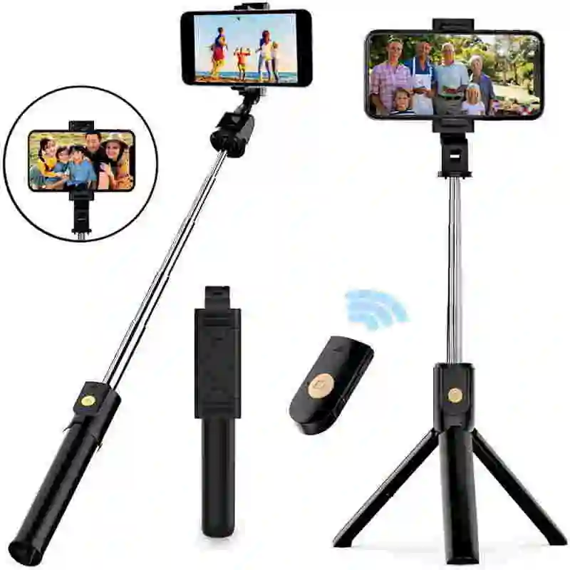 

3 in 1 Mini Wireless Bluetooth Selfie Stick for iphone/Android/Huawei Foldable Handheld Monopod Shutter Remote Extendable Tripod