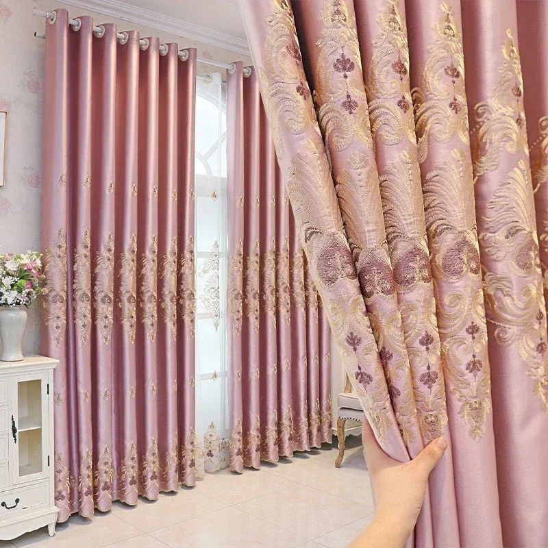 

2023 New Curtains for Living Room Luxury European High Shading Blackout Drapes Embroidery Flower Elegant Window Curtain Bedroom